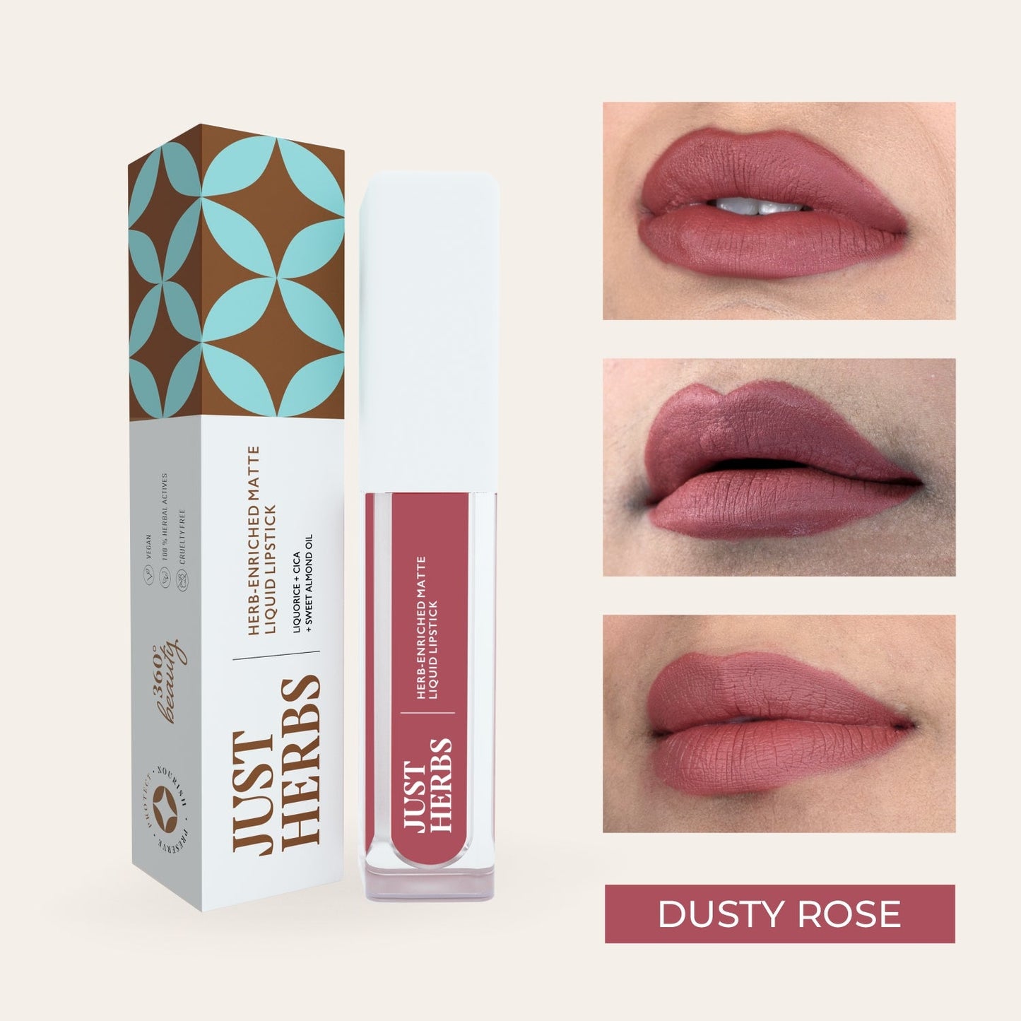 Herb-enriched Matte Liquid Lipstick - Dusty_Rose_3