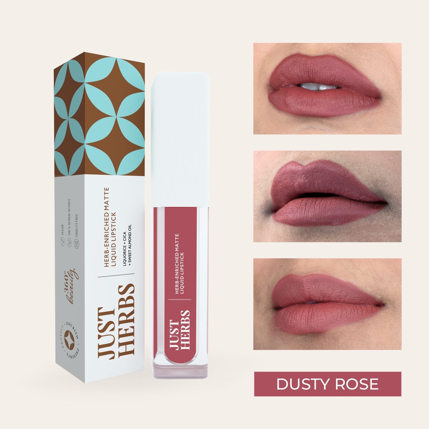 Herb-enriched Matte Liquid Lipstick - Dusty_Rose_3