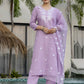 The52 Lavender Women's Beautiful Thread work Rayon Fabric with Straight Kurta, Pant and Dupatta Set - Swadesiicart
