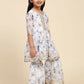 Alakhi Studio Girls Floral Georgette Printed Round-Neck Kurta With Sharara - White