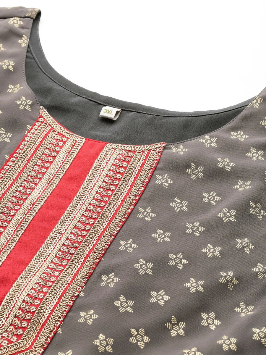 Ahalyaa Women's Traditional wear Kurta Set - Grey | Swadesiicart