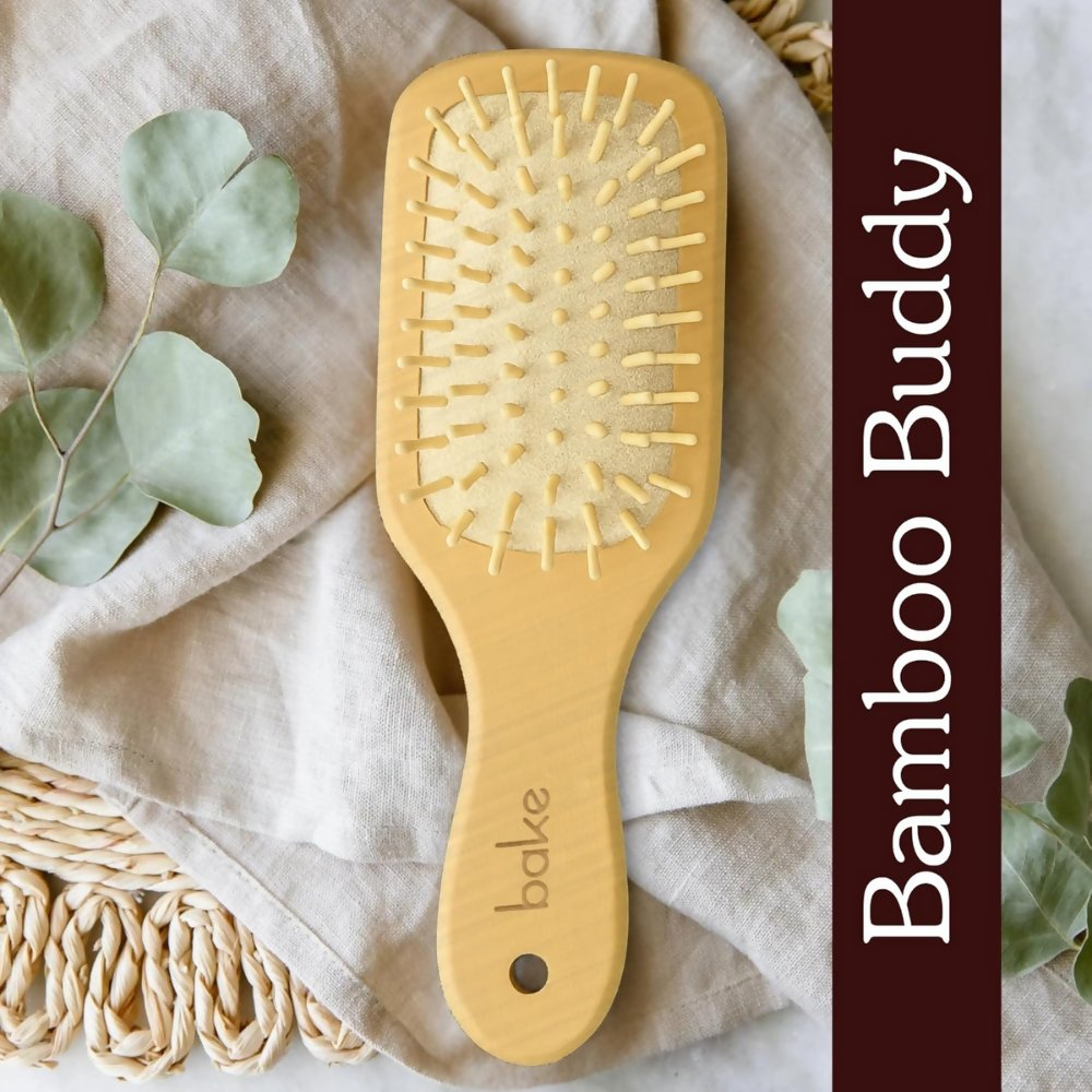 Bake Bamboo Buddy Wooden Hair Brush For Promotes Hair Growth | Swadesiicart