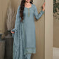 Anaita Blue Heavy Natural Crepe Stitched Suit with Embroidery & Zarkhan Work