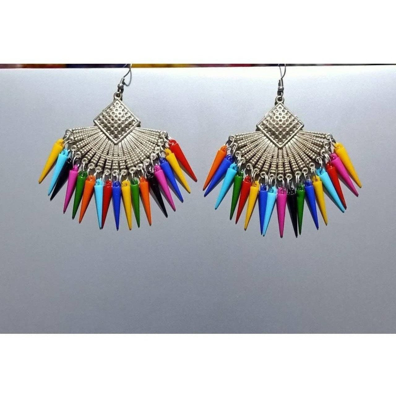 MS Fashion India Women's Girl's Chandbali Stylish Cone shape Pearls Silver Oxidized Earrings | Swadesiicart