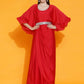 Women Republic Red Georgette Gown With Embellished Belt | Swadesiicart