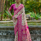 Vishnu Weaves Women's Cream Pashmina Silk Thread Woven Saree with Blouse - Swadesiicart
