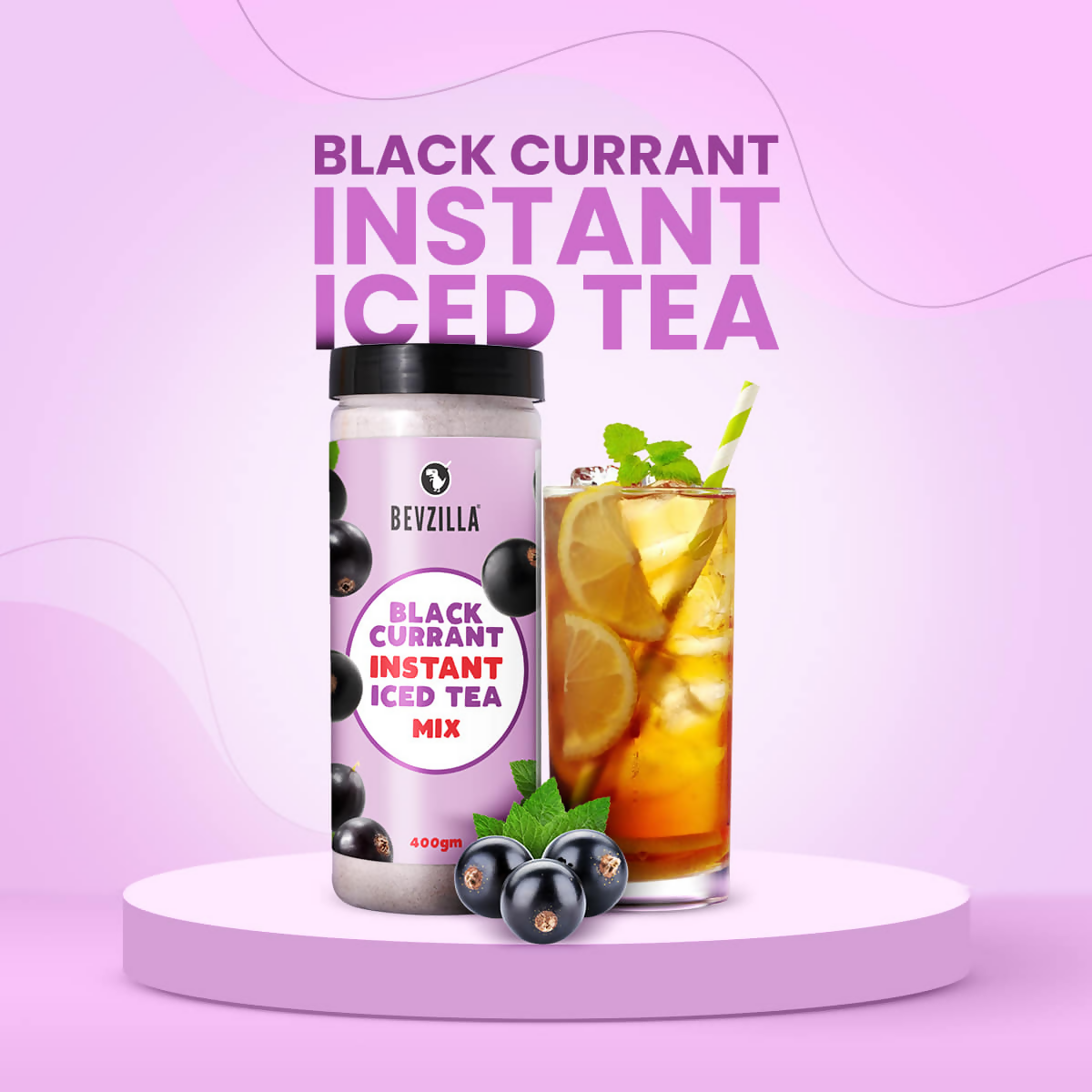 Bevzilla Black Currant Instant Iced Tea Mix | Swadesiicart