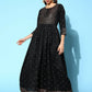 Ahalyaa Women Black Poly Silk Printed Dress | Swadesiicart