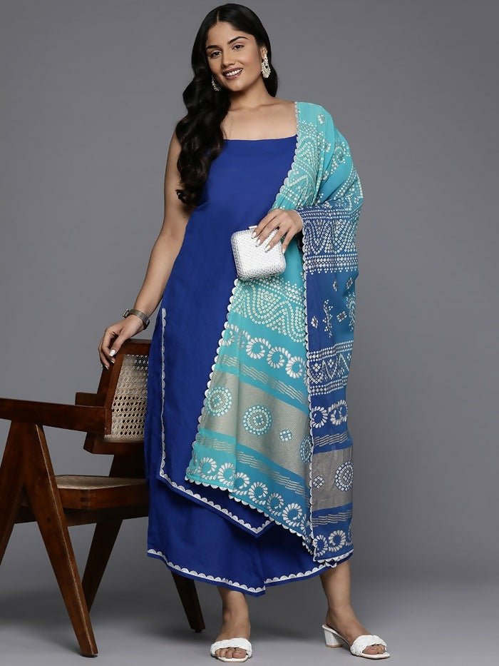 Ahalyaa Women's Traditional wear Kurta Set - Blue | Swadesiicart