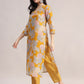 Aavyora Women Yellow Floral Printed Kurta with Striped Pants & Dupatta Set - Swadesiicart