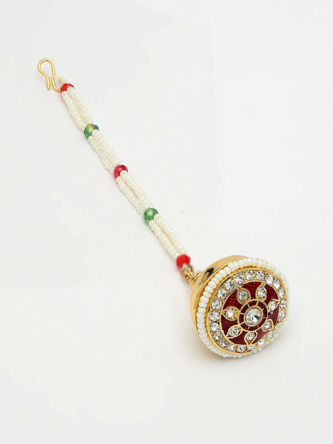 NVR Women's Gold-Polished CZ Stone-Studded Borla Maang Tikka - Swadesiicart
