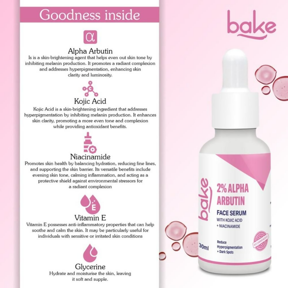 Bake 2% Alpha Arbutin Face Serum With Kojic Acid & Niacinamide | Swadesiicart
