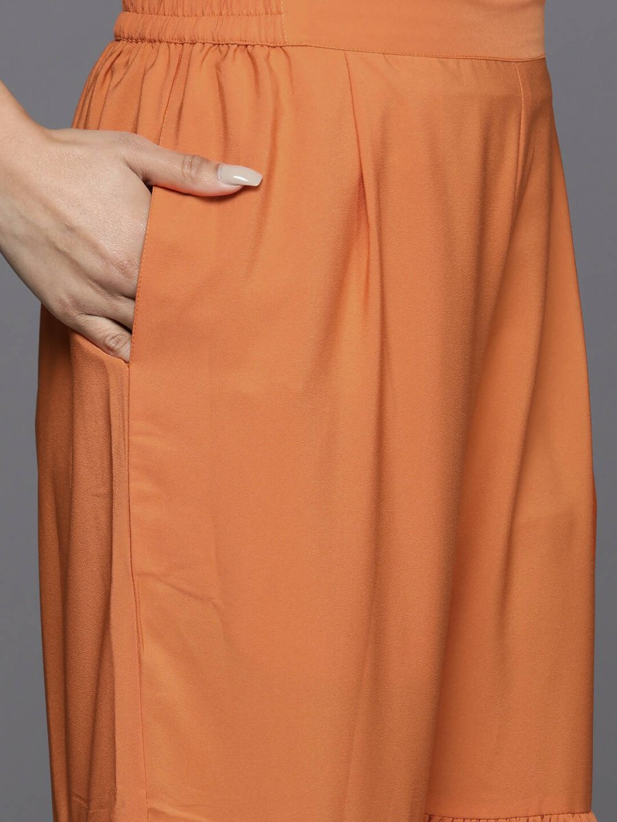 Ahalyaa Women's Traditional wear Kurta Set - Orange | Swadesiicart