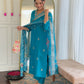 The52 Blue Women's Gorgeous Viscose Fabric Embroidered Work Straight Kurta, Pant and Dupatta Set - Swadesiicart