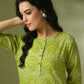 Myshka Women's Green Printed Cotton Round Neck Party Tunic With Trousers Co-ord set - Swadesiicart