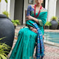 Vishnu Weaves Women's Rama Raw Silk Patola Zari Woven Saree with Blouse - Swadesiicart