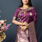 Jyoti Fashion Women's Wine Paithani Silk Zari Woven Saree with Blouse | Swadesiicart