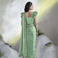 Sea Green Two Tone Satin Silk Designer Ready to wear saree with stithced Blouse - Mohmanthan Aura | Swadesiicart