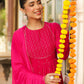 Janasya Pink Georgette Foil Print Kurta,Bottom & Dupatta | Swadesiicart