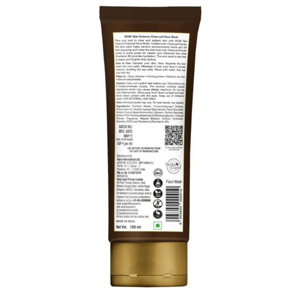 Wow Skin Science Anti-Pollution Charcoal Face Wash - Swadesiicart