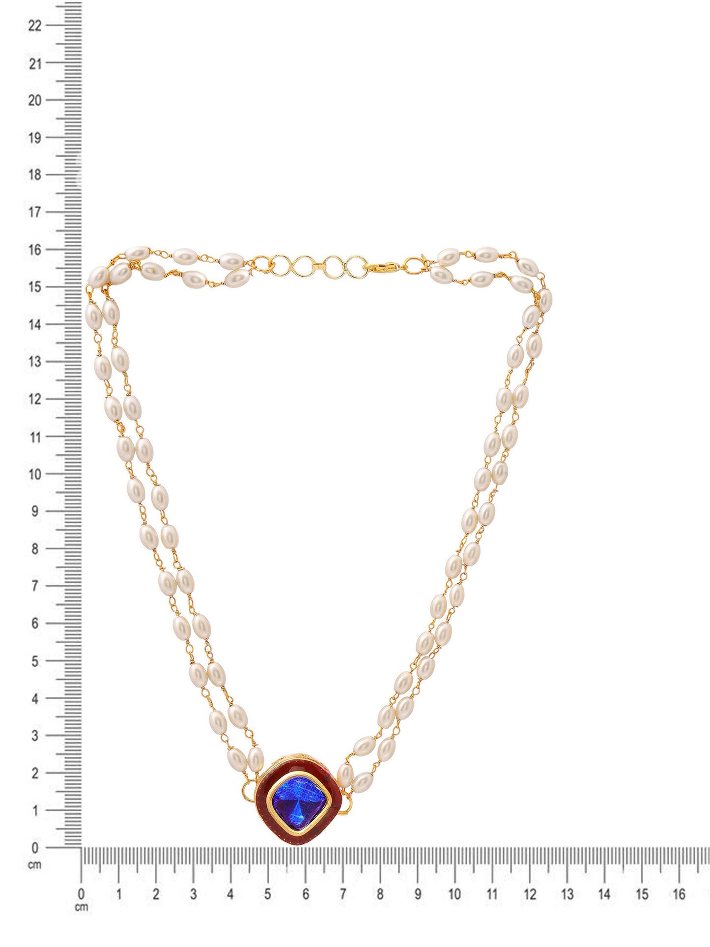 Ruby Raang Blue Meenakari & Pearl Choker | Swadesiicart
