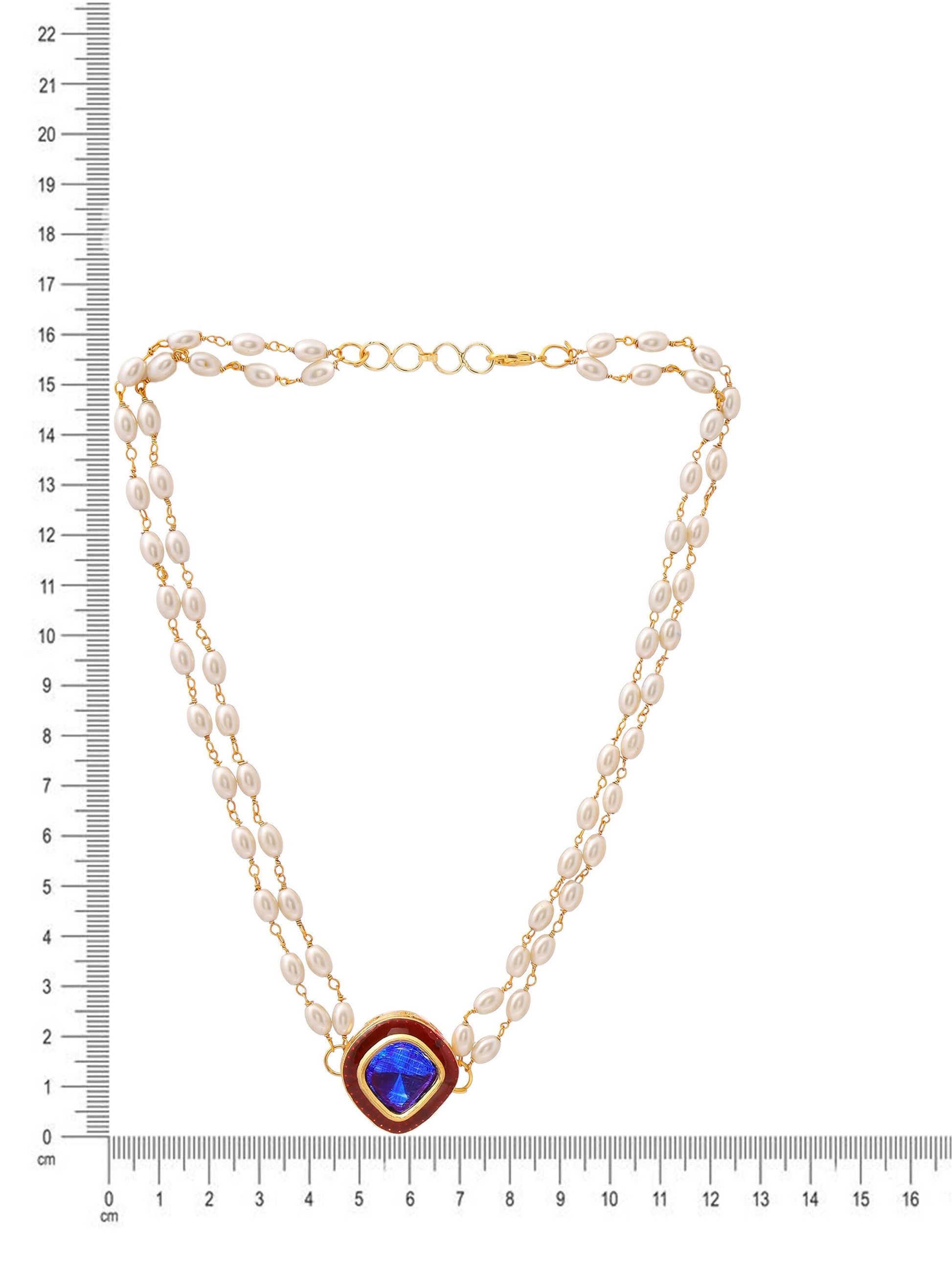 Ruby Raang Blue Meenakari & Pearl Choker | Swadesiicart