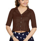 Aastha Fashion Women's Women's Coffee Art Silk Button Readymade Blouse
