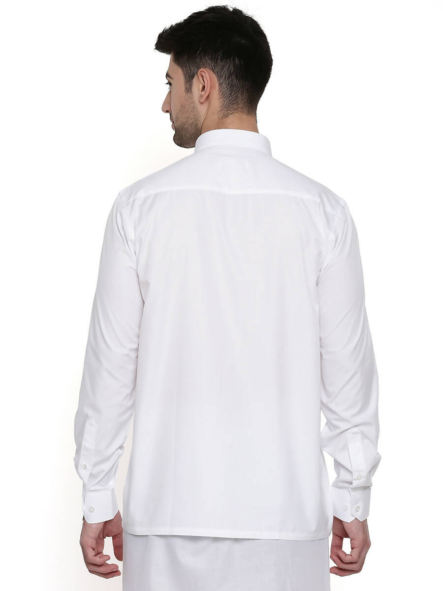 Ramraj Cotton Mens Full Sleeve Formal 100 % Cotton White Shirt | Swadesiicart