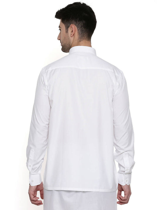 Ramraj Cotton Mens Full Sleeve Formal 100 % Cotton White Shirt | Swadesiicart