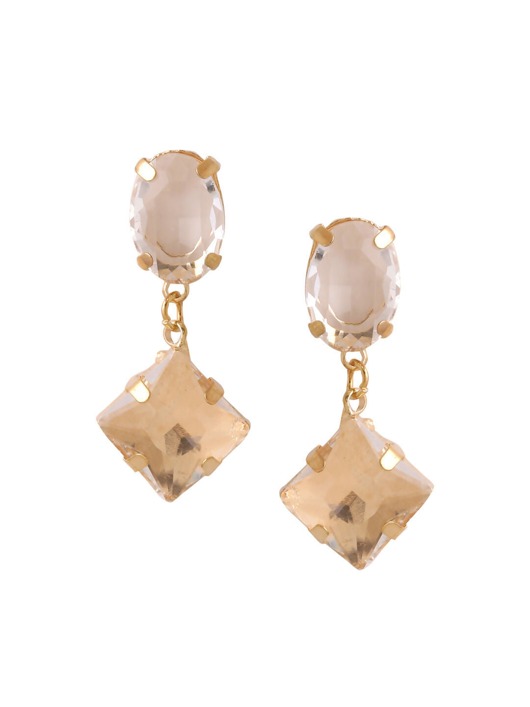 NVR Women Golden Cz Studded Studs Earrings | Swadesiicart