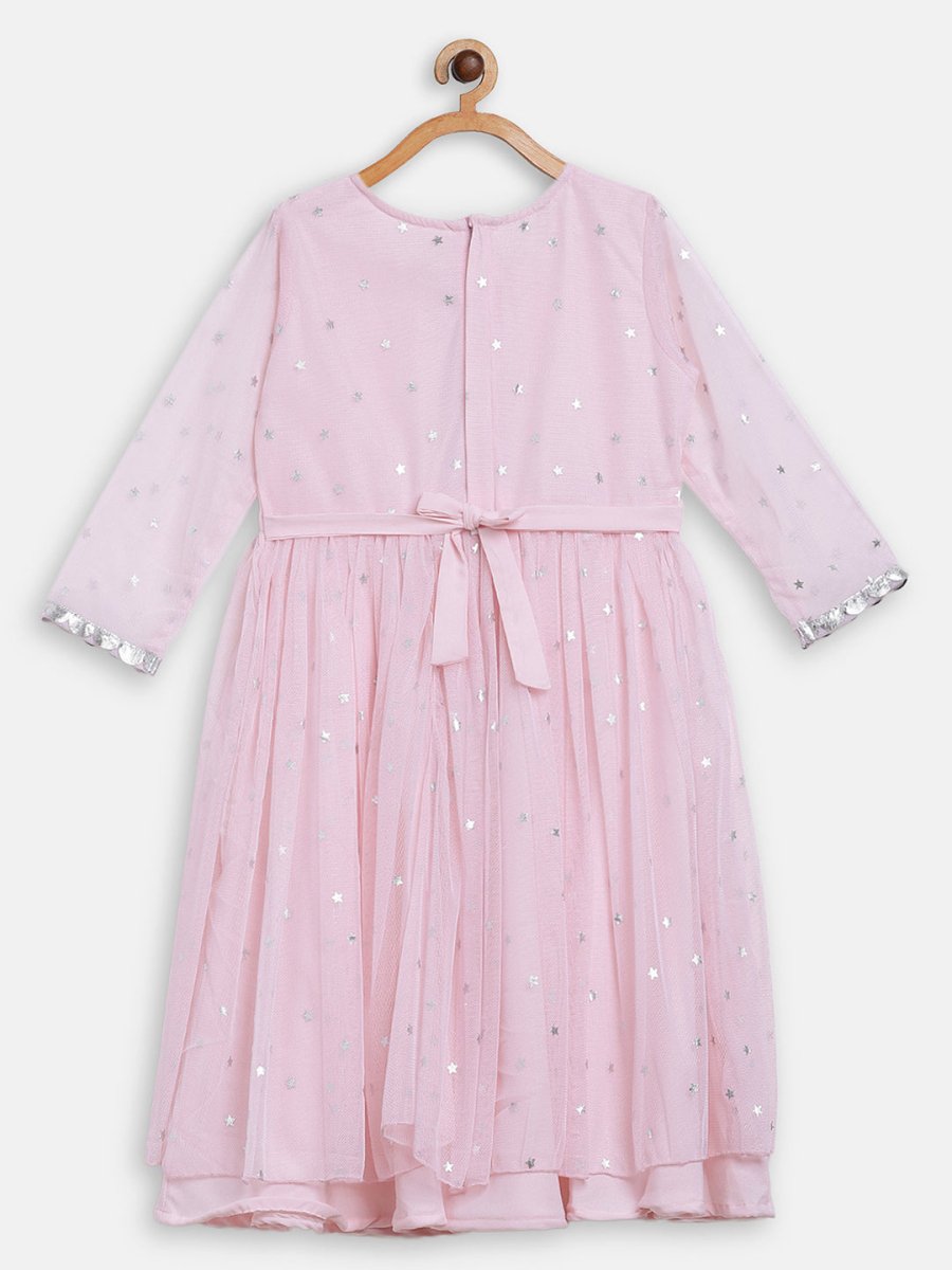 Ahalyaa Pink Crepe Front Slit Girl's Kurta | Swadesiicart