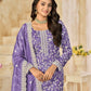 Anaita Purple Organza Crush Stitched Suit with Embroidery Work