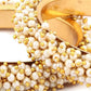 Mominos Fashion Kamal Johar Pearls Golden Off White Bangles Set