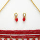 NVR Women's Red Artificial Beads Layered Necklace with Drop Earring - Swadesiicart