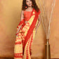 Very Much Indian Tie & Dye Handloom Mul Cotton Saree - Yellow Red | Swadesiicart