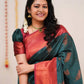 DEIANA'S Beautiful Designer Golden zari Soft Lichi Silk Saree - Teal - Swadesiicart