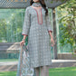 BulBul Fashionista Cotton Grey Kurta Set with Dupatta - Swadesiicart