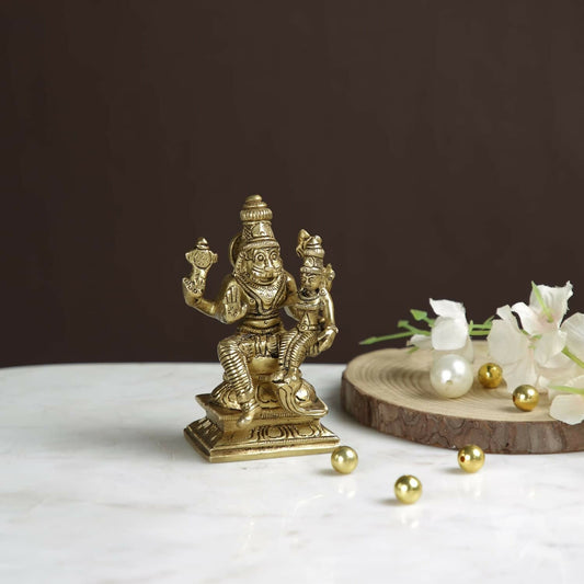 Craftvatika Lakshmi Narasimha Murti Brass Vishnu Laxmi Narayan Idol Statue - Swadesiicart
