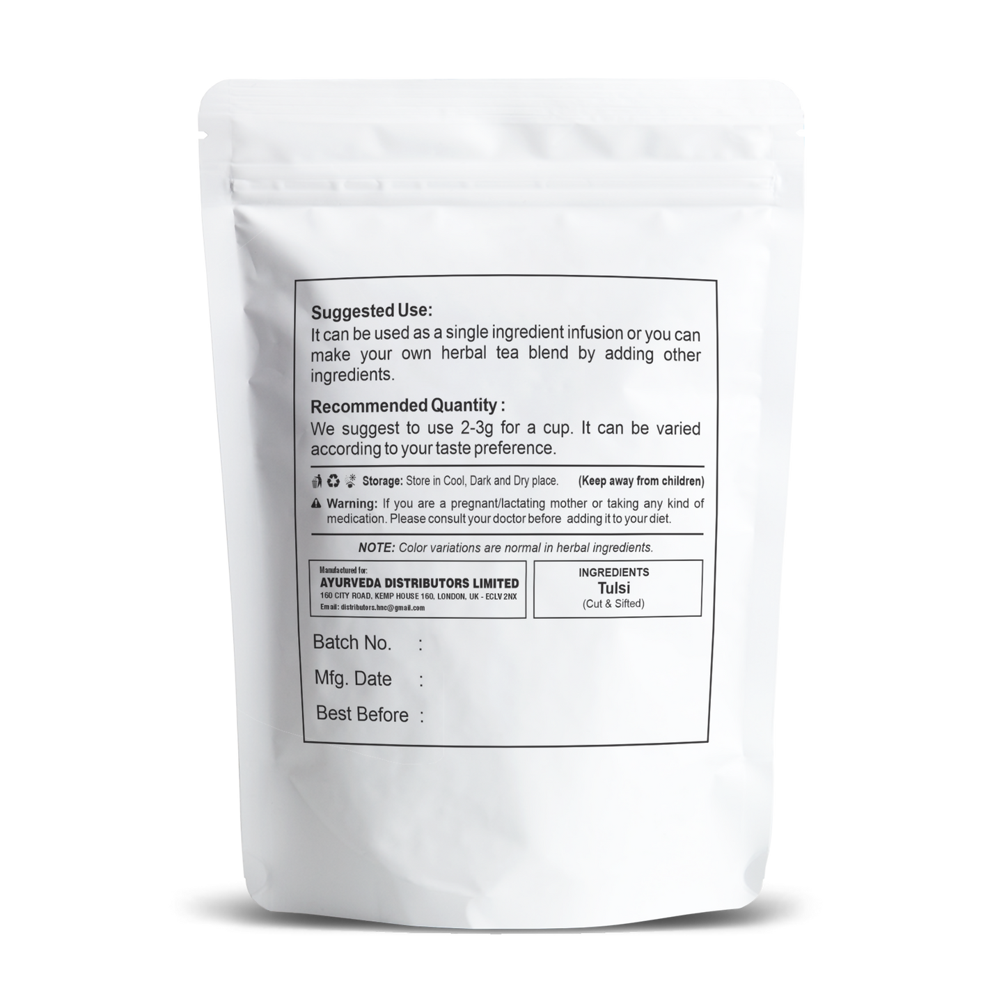 H&C Herbal Tulsi Cut & Sifted Herbal Tea Ingredient - Swadesiicart
