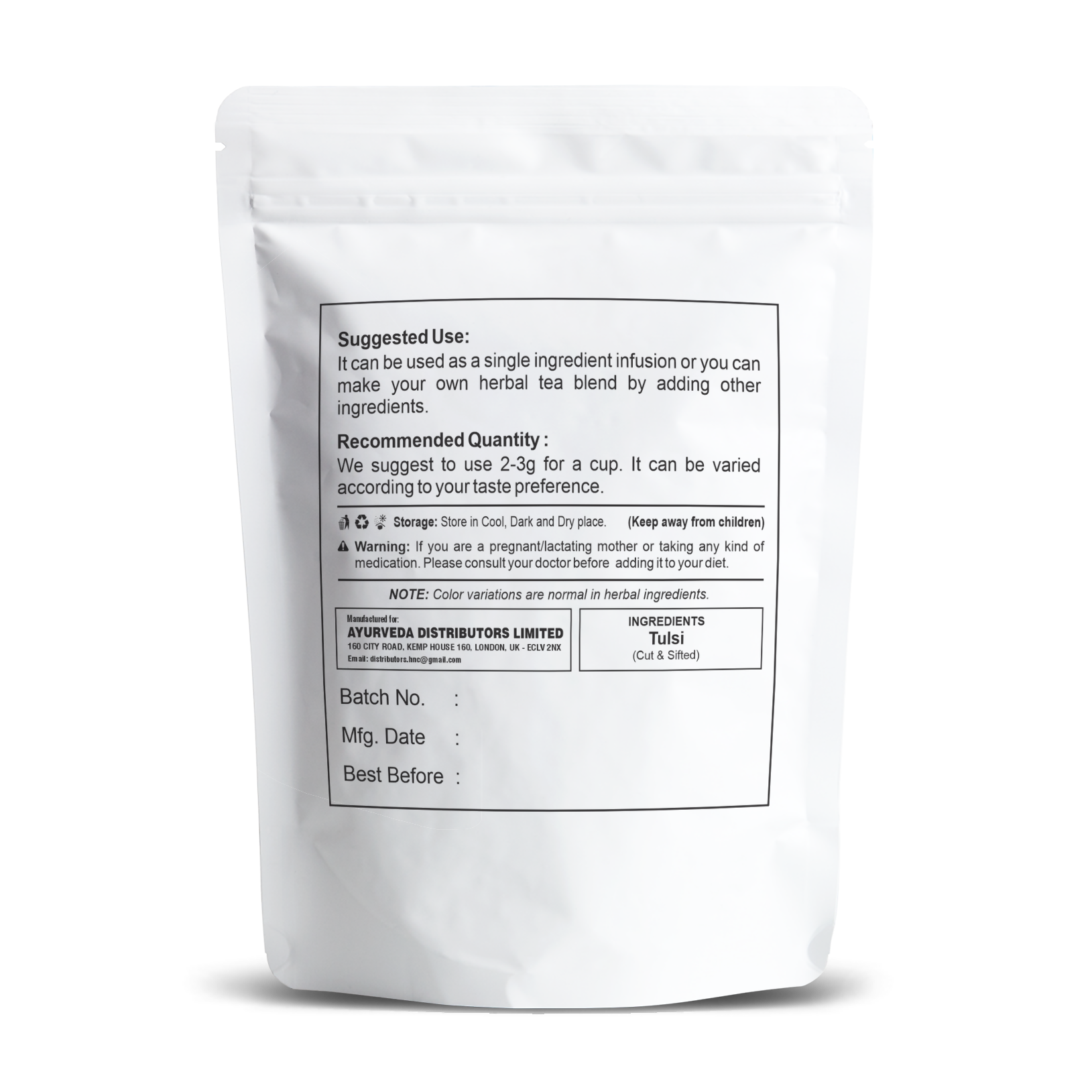H&C Herbal Tulsi Cut & Sifted Herbal Tea Ingredient - Swadesiicart