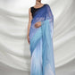 Blue Organza Solid Saree With Unstitched Blouse Piece - Shanaya