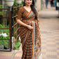 Mustard Poly Georgette Ajrak Saree with Unstitched Blouse - Hiral Fashion | Swadesiicart