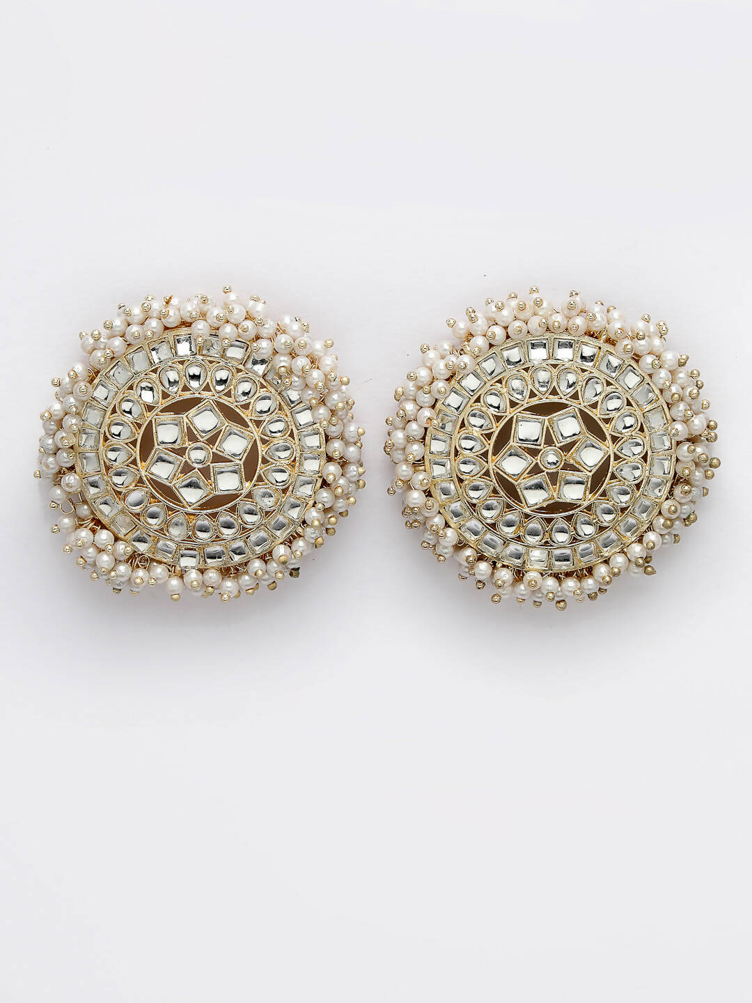 NVR Women Gold-Toned Circular Studs Earrings | Swadesiicart