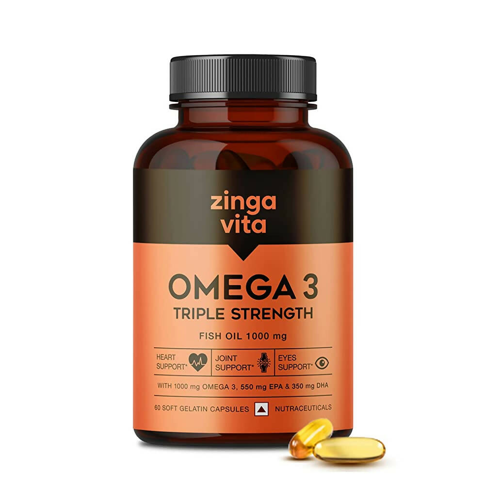 Zingavita Triple Strength Omega 3 Fish Oil 1000 mg Softgel Capsules | Swadesiicart