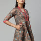 Ahalyaa Women Brown Cotton Digital Printed Tunic | Swadesiicart