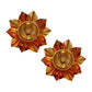 eCraftIndia Brown & Gold-Toned 2 Pcs Floral Shape Metal Diyas | Swadesiicart