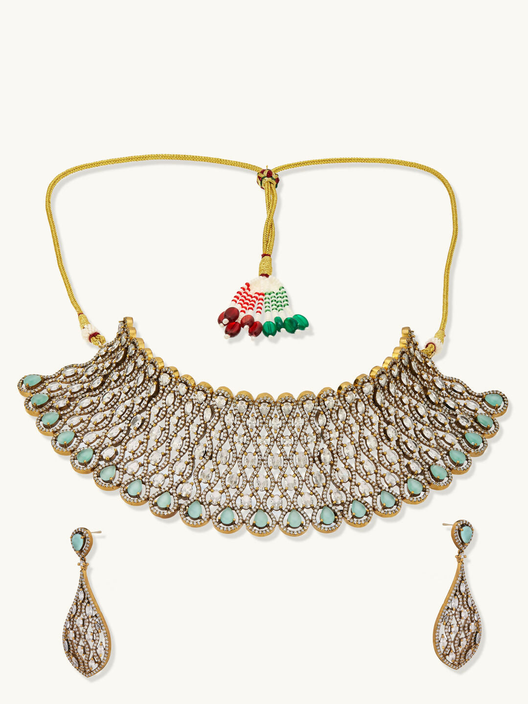 Nuyug 22k Gold-Plated Zircon Choker Set | Swadesiicart