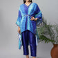 Ahalyaa Women Royal Blue Crepe Digital Printed Kaftan Kurta | Swadesiicart