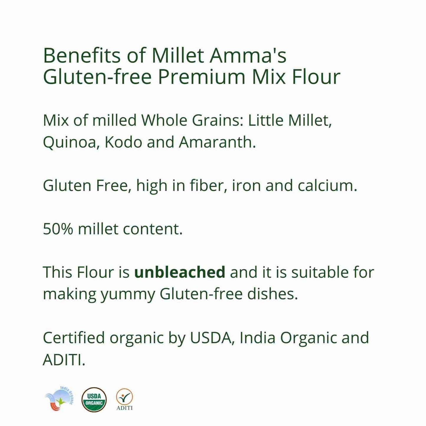 Millet Amma Gluten Free Premium Mix Flour Organic - Swadesiicart