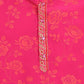 Ahalyaa Pink Crepe Orange Khari Print Kids Kurta Churidar Set For Boys | Swadesiicart